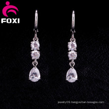 White Gold Round Stone Chandelier Earrings for Girls